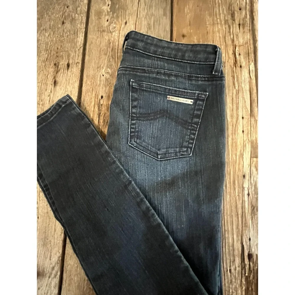 Michael‎ Kors Womens Skinny Jeans Dark Wash Denim Size 8 Mid Rise Whiskered